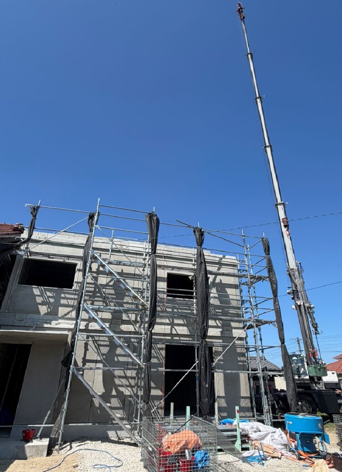自社にてRC造住宅の建方と揚重を行いました！